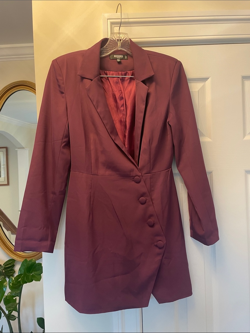 Missguided Plum Button-Front Mini Blazer Dress
